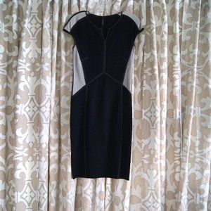 Marc Cain blue stretch form-flattering pencil dress body con size 2